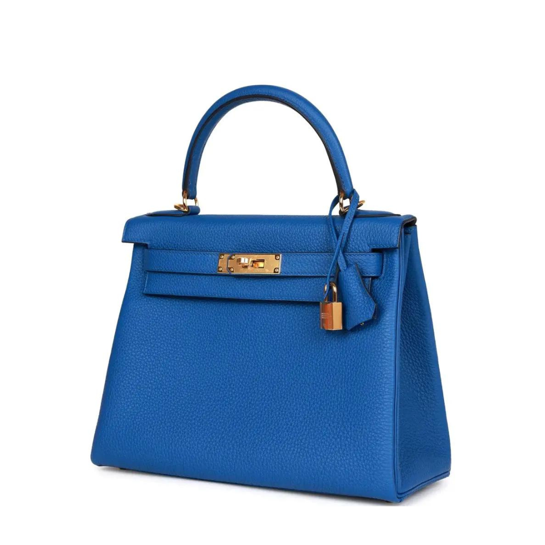 Hermes Kelly 28 Retourne Togo Bleu France Gold Hardware