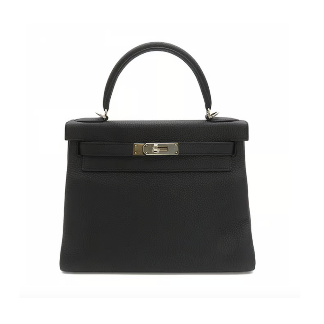 Hermes Kelly 28 Retourne Togo Noir Palladium Hardware