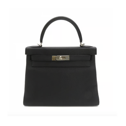 Hermes Kelly 28 Retourne Togo Noir Palladium Hardware