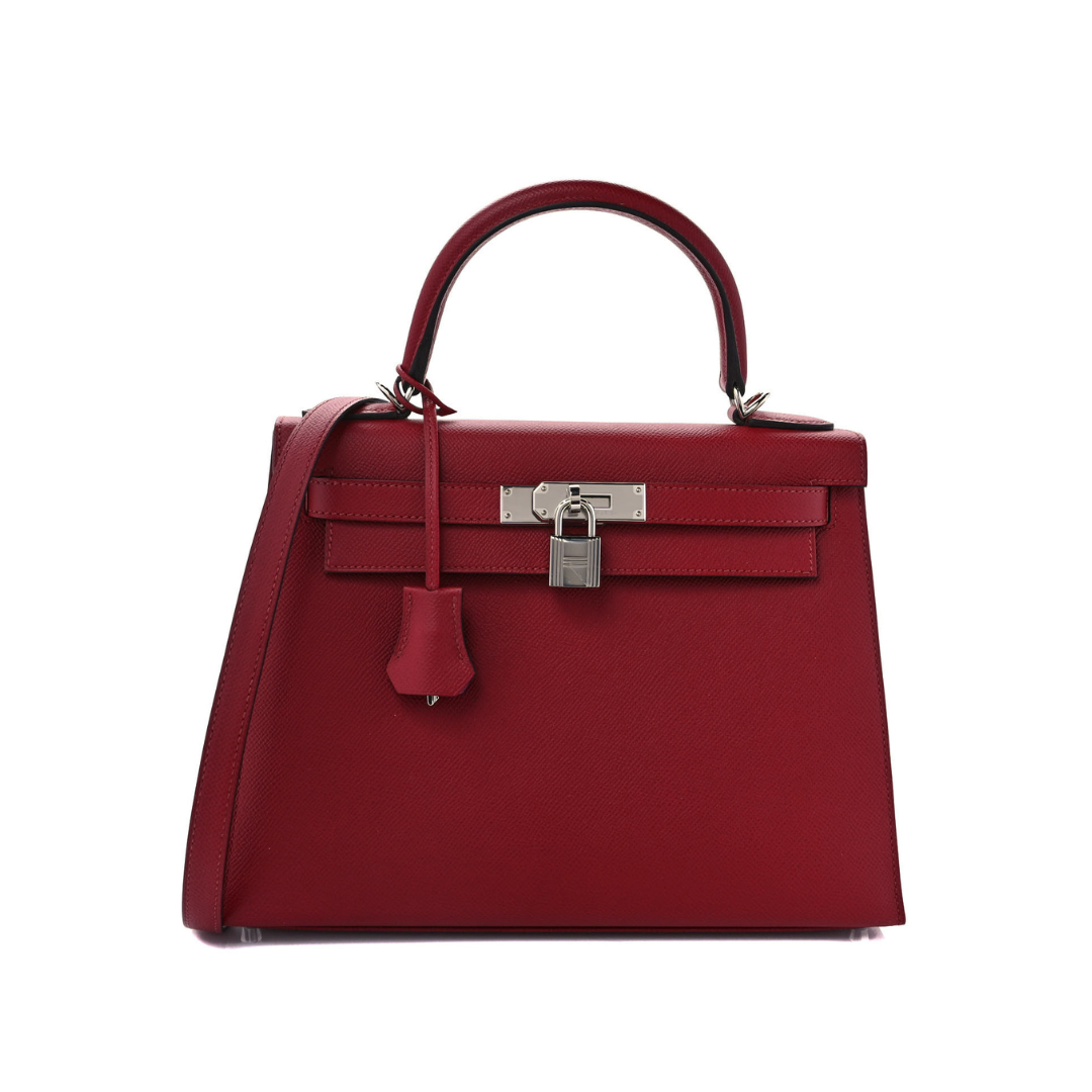 Hermes Kelly 28 Sellier Verso Veau Epsom AJ Rouge Grenat Rose Pourpre