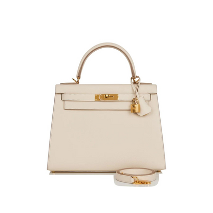 Hermes Kelly 28 Sellier Epsom Craie Gold Hardware