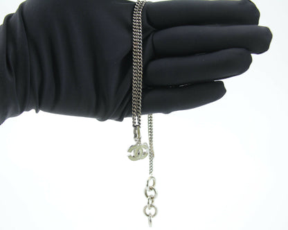 Chanel Vintage 04P Enamel Dark Green Silver Necklace