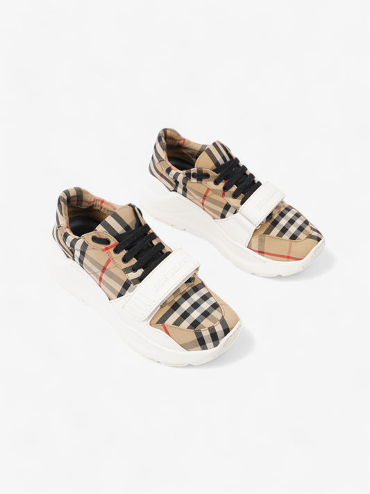 Burberry Regis Sneakers Beige Checkered / White / Black Canvas EU 37.5 UK 4.5