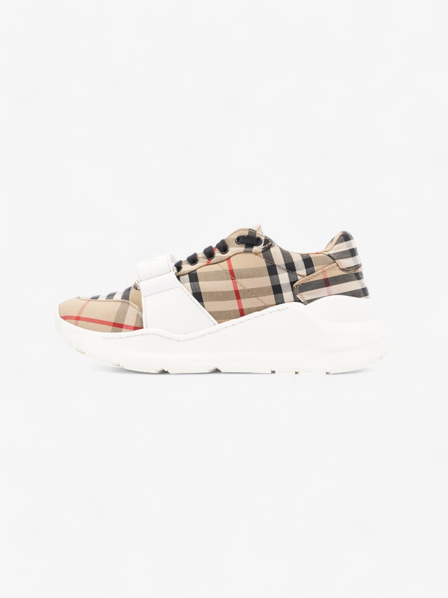 Burberry Regis Sneakers Beige Checkered / White / Black Canvas EU 37.5 UK 4.5