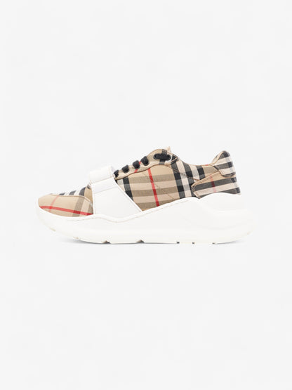 Burberry Regis Sneakers Beige Checkered / White / Black Canvas EU 37.5 UK 4.5