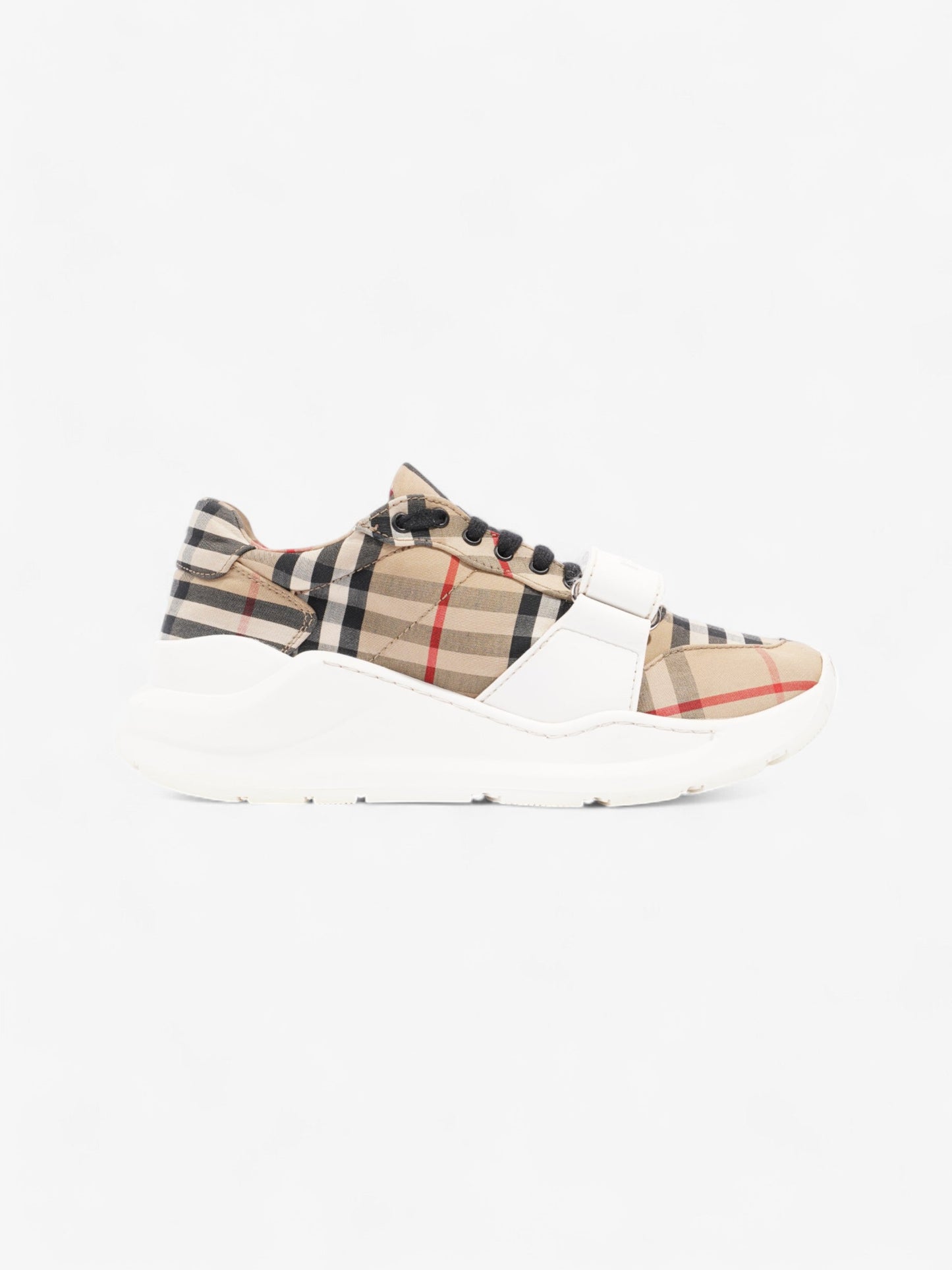 Burberry Regis Sneakers Beige Checkered / White / Black Canvas EU 37.5 UK 4.5