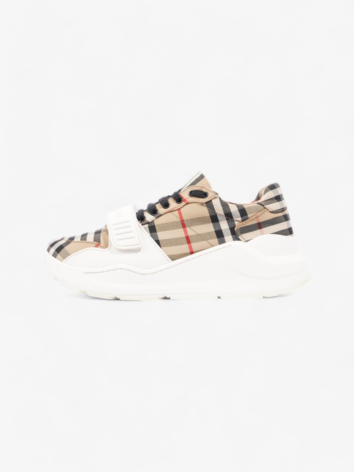 Burberry Regis Sneakers Beige Checkered / White / Black Canvas EU 37.5 UK 4.5