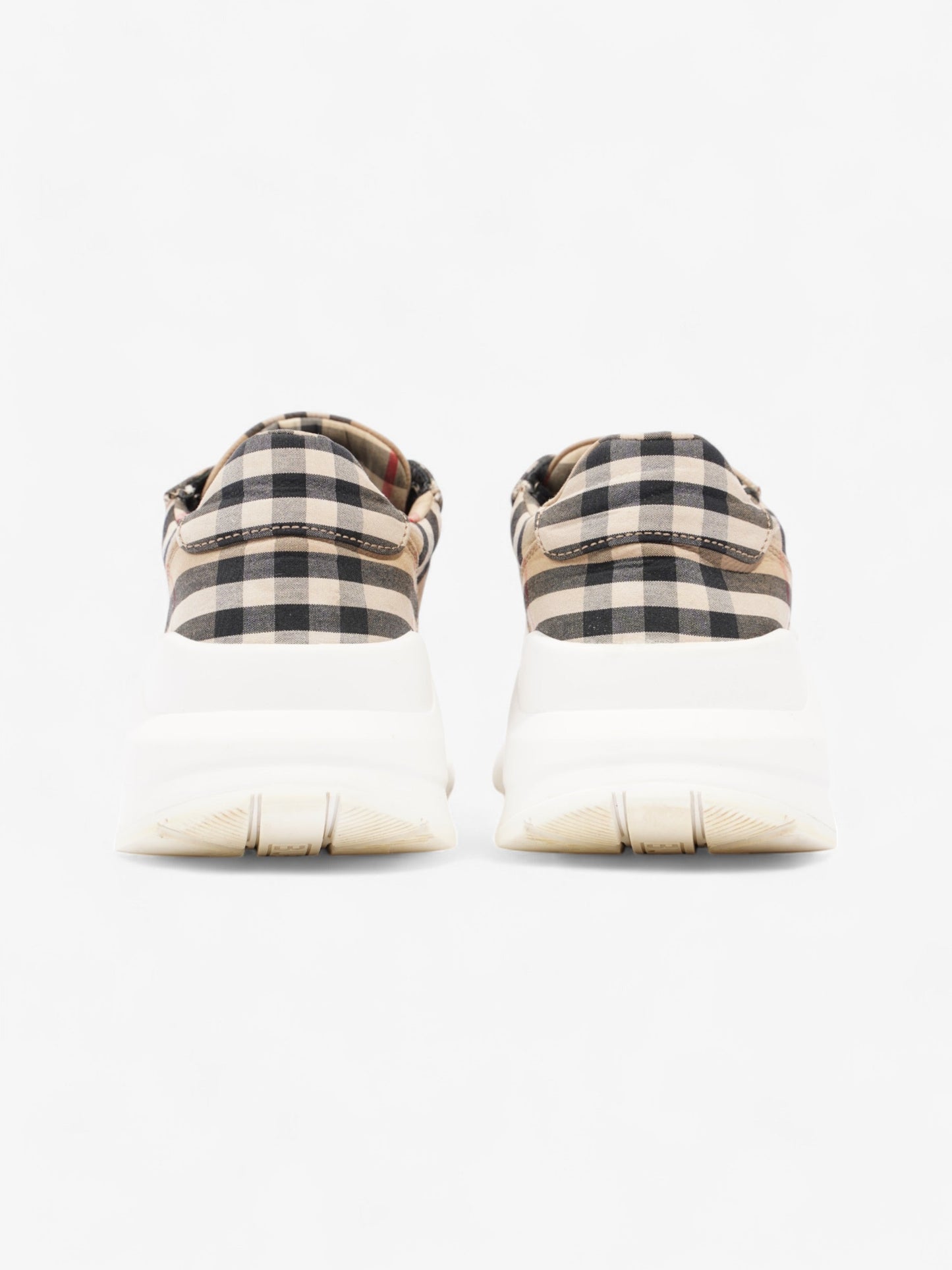 Burberry Regis Sneakers Beige Checkered / White / Black Canvas EU 37.5 UK 4.5