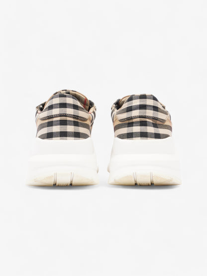 Burberry Regis Sneakers Beige Checkered / White / Black Canvas EU 37.5 UK 4.5