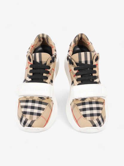 Burberry Regis Sneakers Beige Checkered / White / Black Canvas EU 37.5 UK 4.5