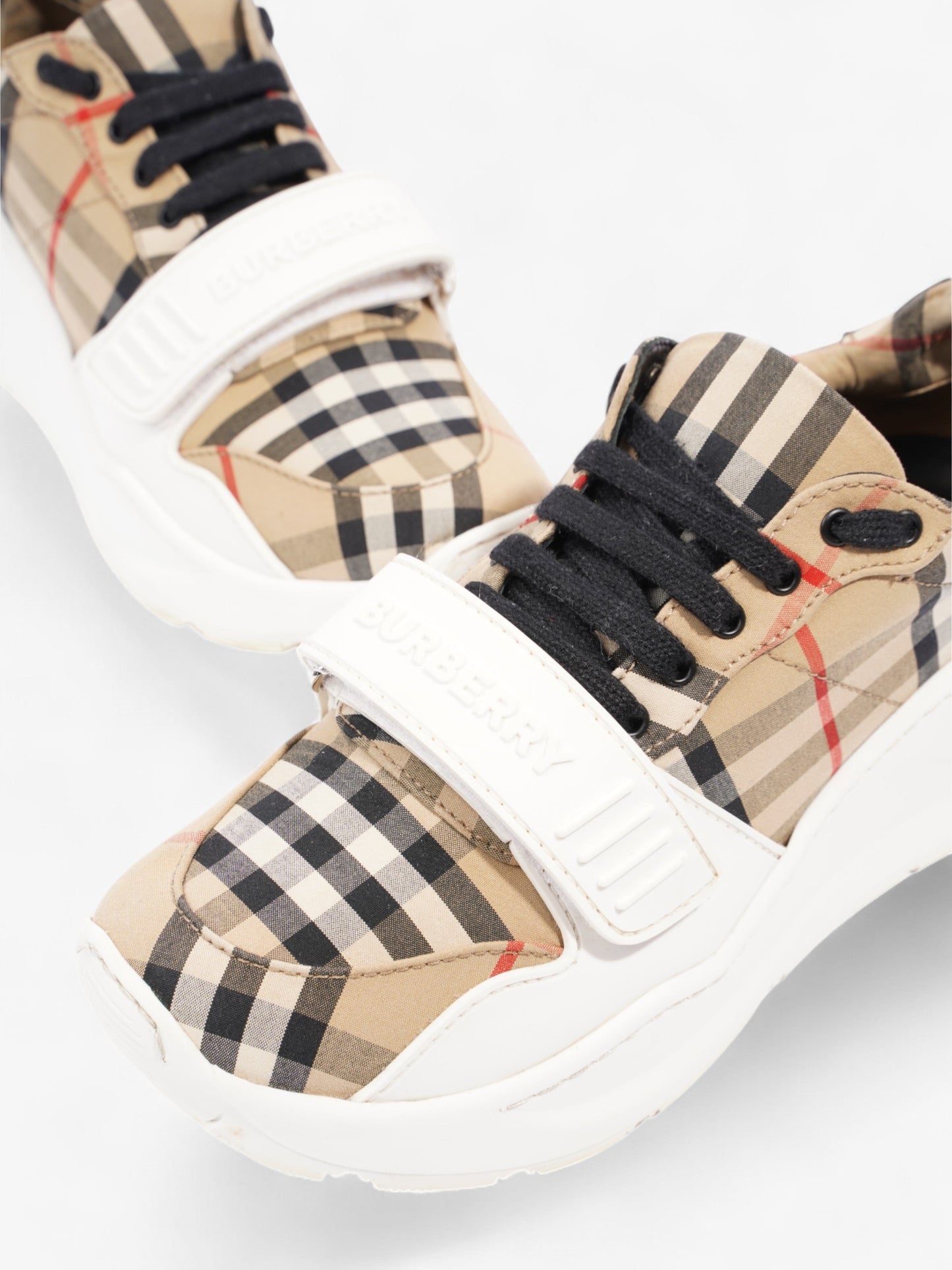 Burberry Regis Sneakers Beige Checkered / White / Black Canvas EU 37.5 UK 4.5
