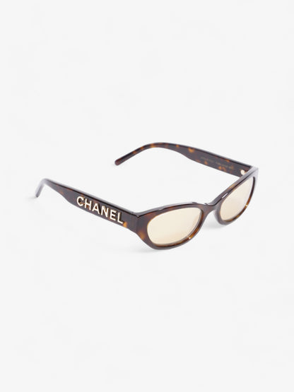 Chanel Small Rectangle Sunglasses Brown  / Gold Acetate 135mm