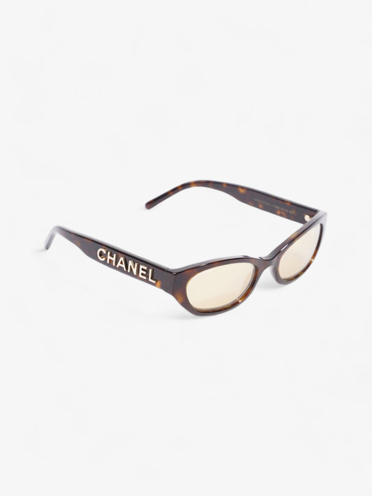 Chanel Small Rectangle Sunglasses Brown  / Gold Acetate 135mm