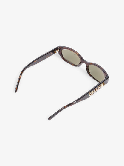 Chanel Small Rectangle Sunglasses Brown  / Gold Acetate 135mm