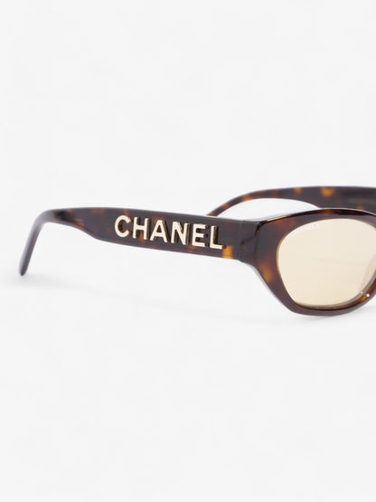 Chanel Small Rectangle Sunglasses Brown  / Gold Acetate 135mm