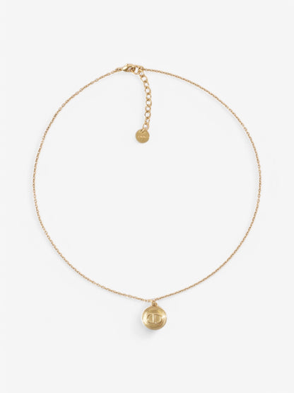 Christian Dior CD Pendant Necklace Gold Base Metal