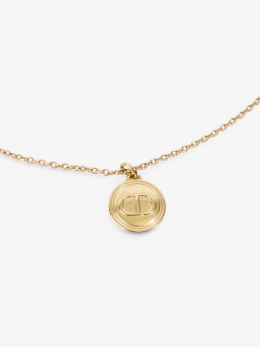 Christian Dior CD Pendant Necklace Gold Base Metal