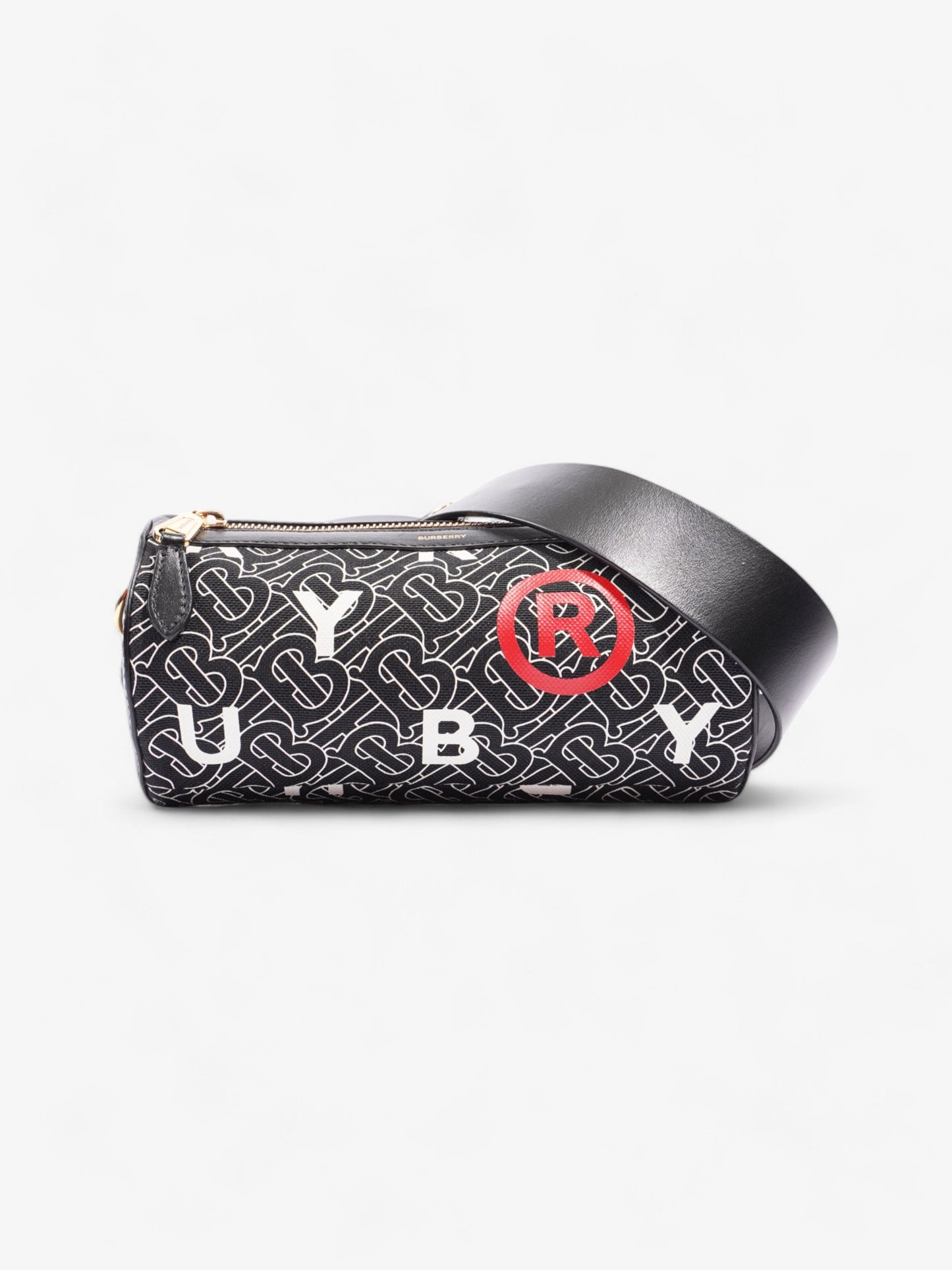 Burberry TB Barrel Bag Black / White / Red Canvas
