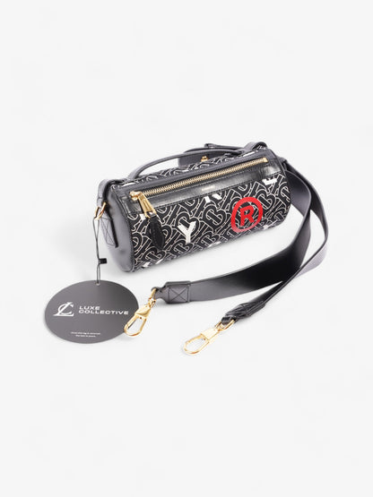 Burberry TB Barrel Bag Black / White / Red Canvas