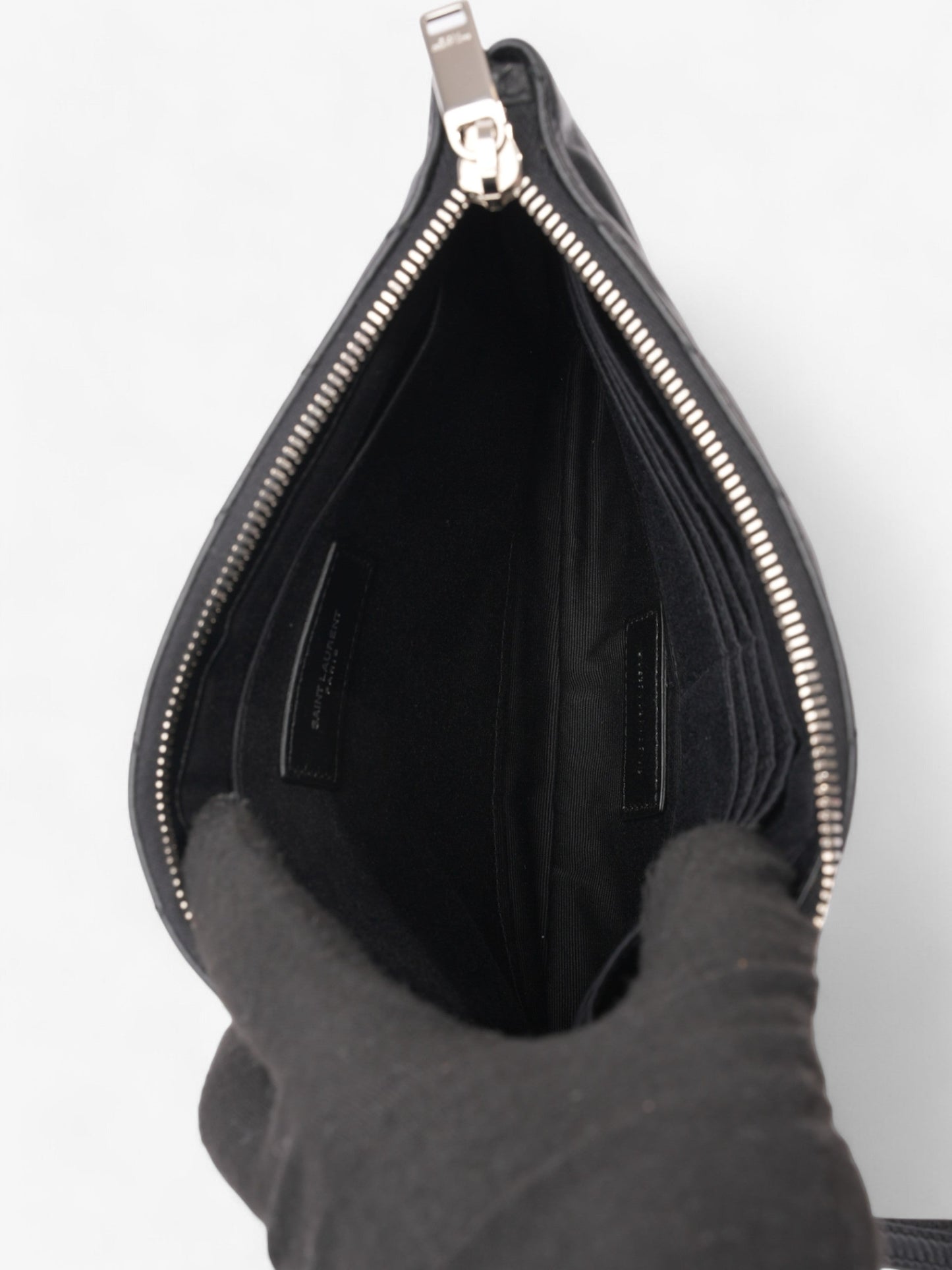 Saint Laurent Cassandre Pouch Black Matelasse Leather