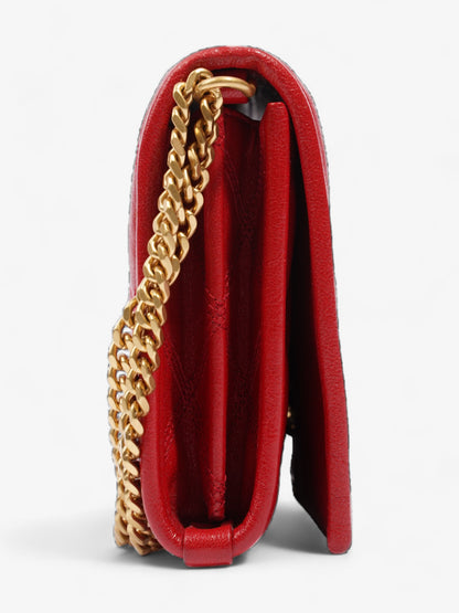 Saint Laurent Becky Chain Wallet Red Leather