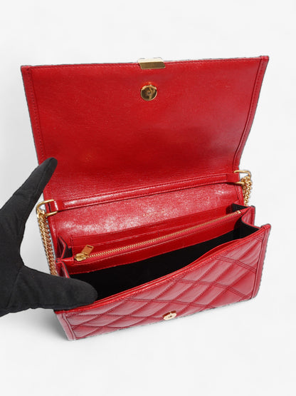 Saint Laurent Becky Chain Wallet Red Leather