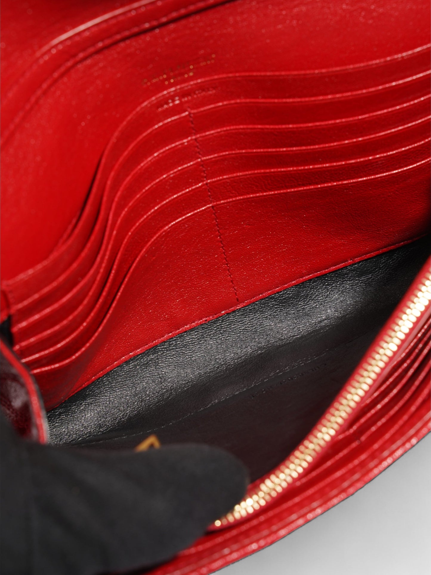 Saint Laurent Becky Chain Wallet Red Leather