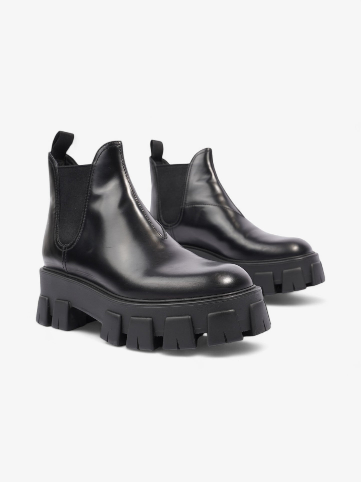 Prada Monolith Platform Chelsea Boot Black Leather EU 38.5 UK 5.5