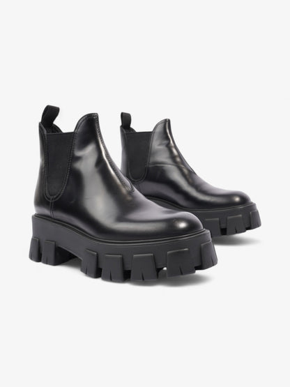 Prada Monolith Platform Chelsea Boot Black Leather EU 38.5 UK 5.5