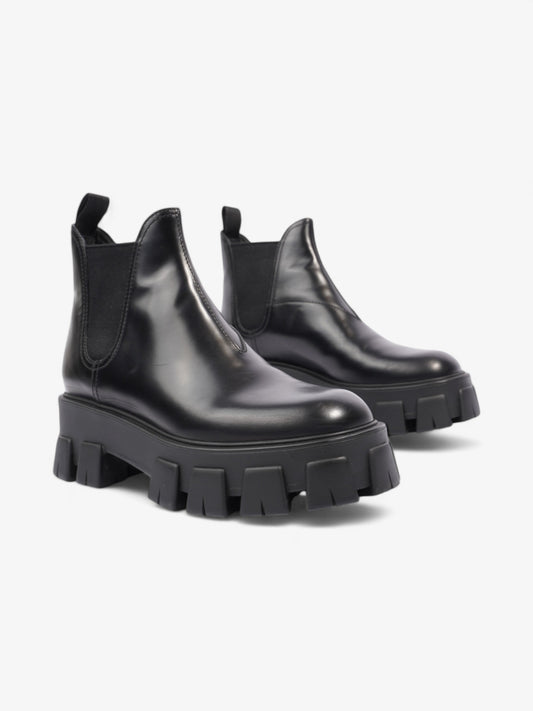Prada Monolith Platform Chelsea Boot Black Leather EU 38.5 UK 5.5
