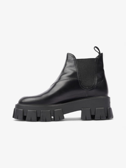 Prada Monolith Platform Chelsea Boot Black Leather EU 38.5 UK 5.5