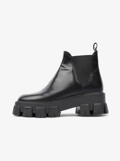 Prada Monolith Platform Chelsea Boot Black Leather EU 38.5 UK 5.5