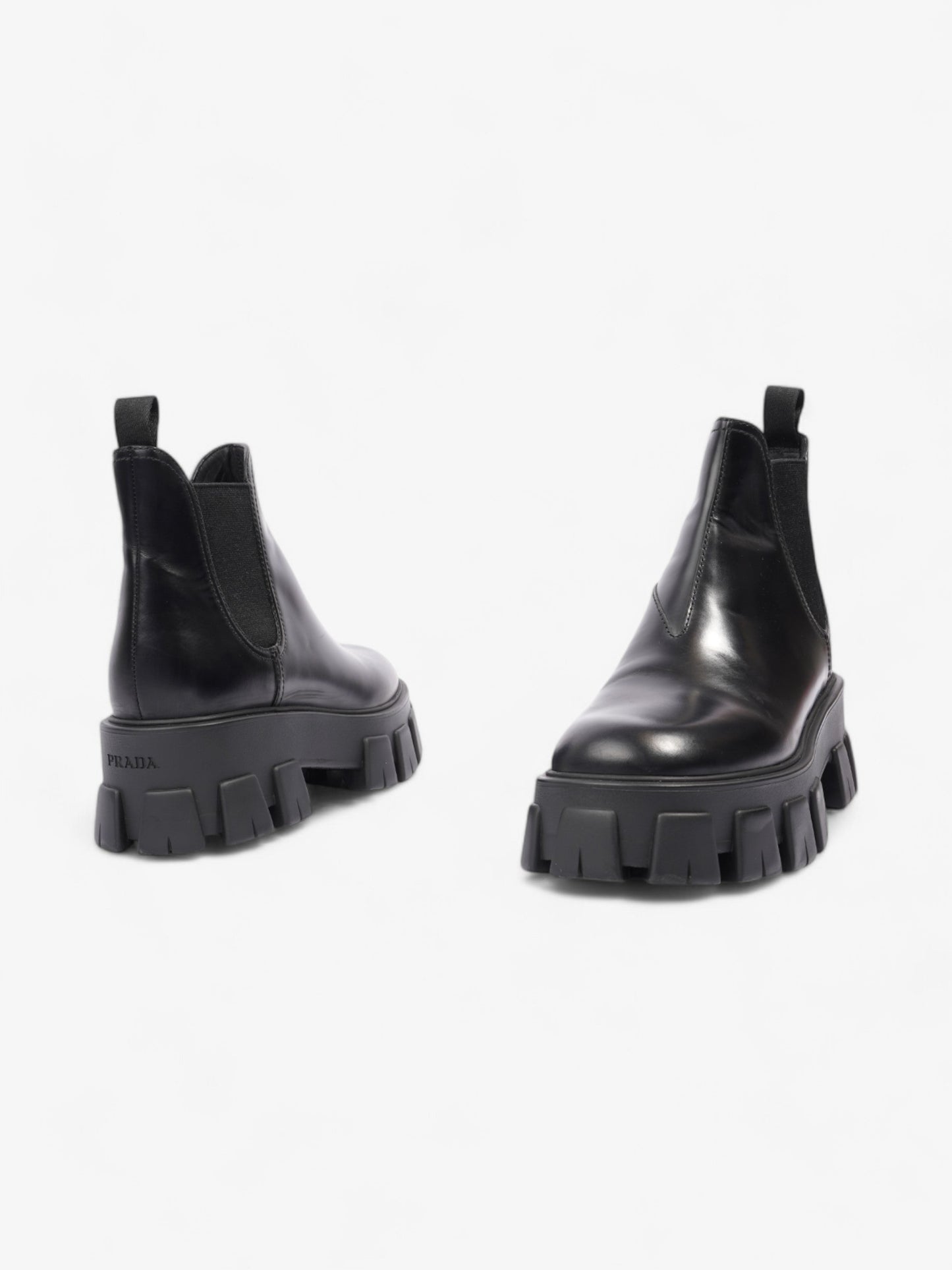 Prada Monolith Platform Chelsea Boot Black Leather EU 38.5 UK 5.5
