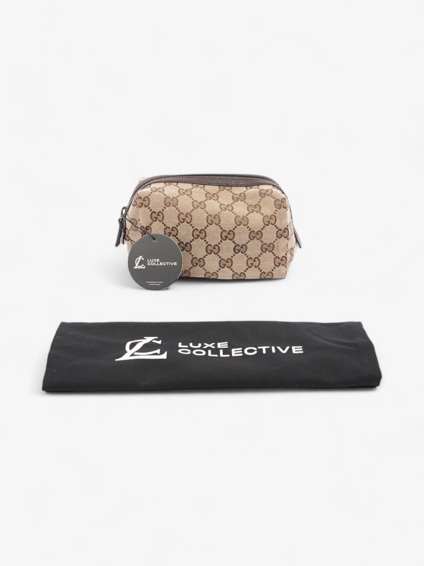 Gucci Cosmetic Pouch Beige And Ebony GG Supreme Canvas