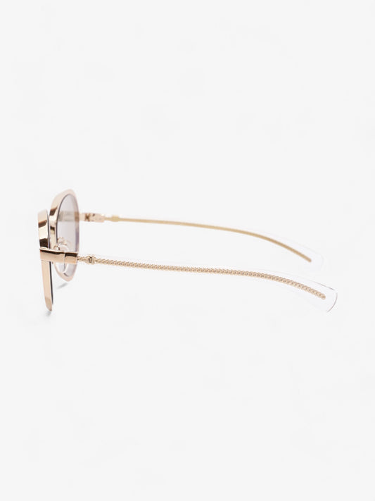 Chanel Round Sunglasses Gold Acetate 125mm
