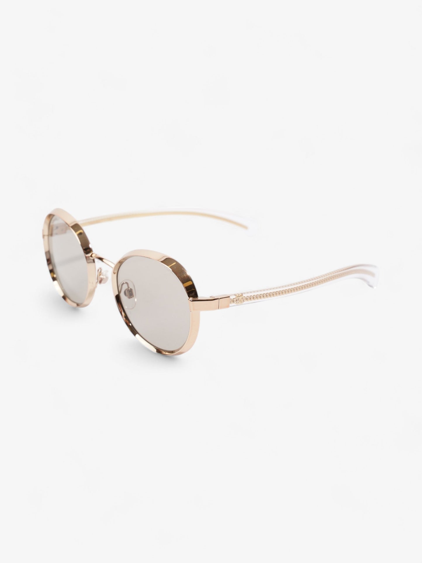 Chanel Round Sunglasses Gold Acetate 125mm