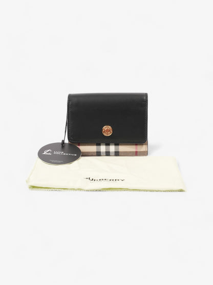 Burberry Fold Over Wallet Black / Vintage Check Leather
