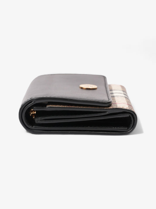 Burberry Fold Over Wallet Black / Vintage Check Leather