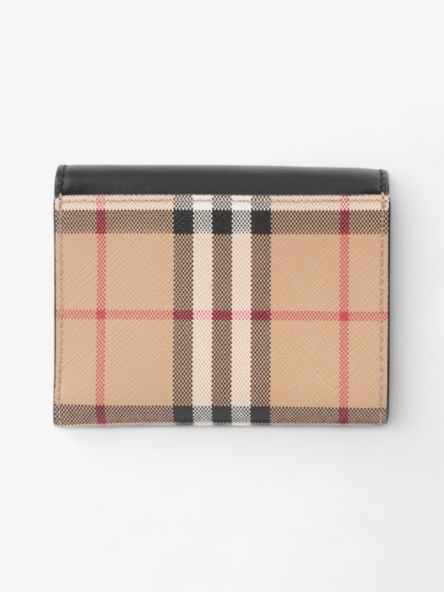 Burberry Fold Over Wallet Black / Vintage Check Leather