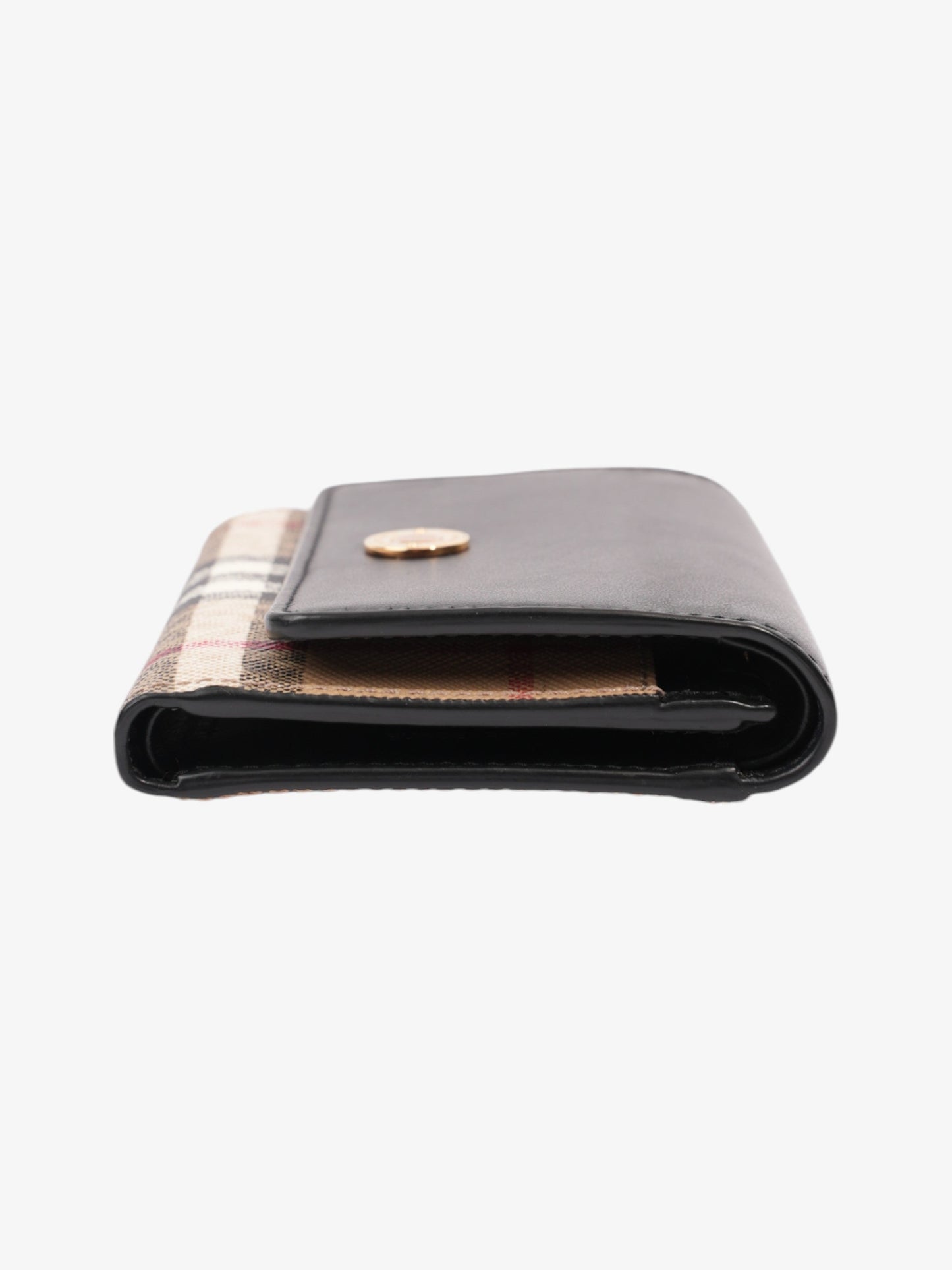 Burberry Fold Over Wallet Black / Vintage Check Leather