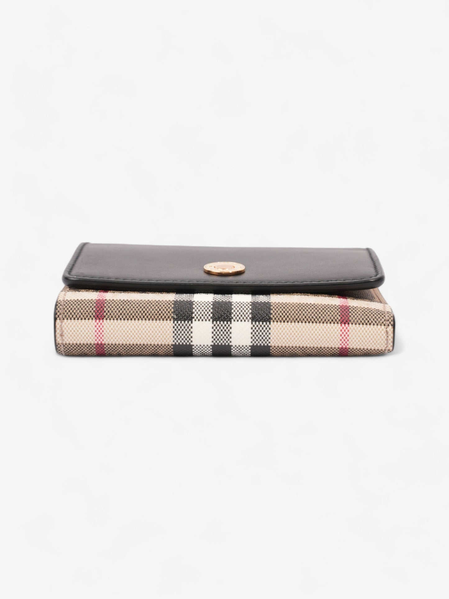 Burberry Fold Over Wallet Black / Vintage Check Leather