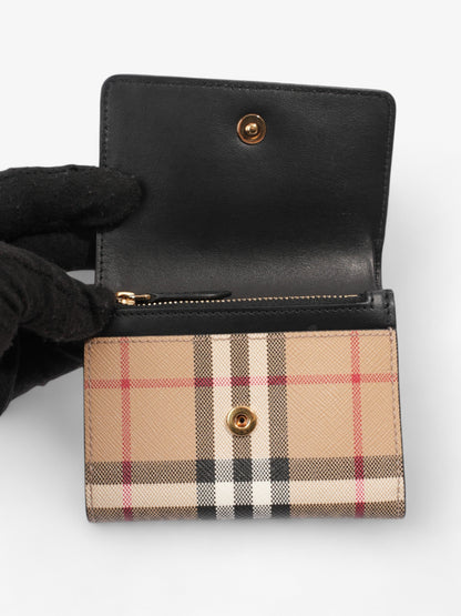 Burberry Fold Over Wallet Black / Vintage Check Leather
