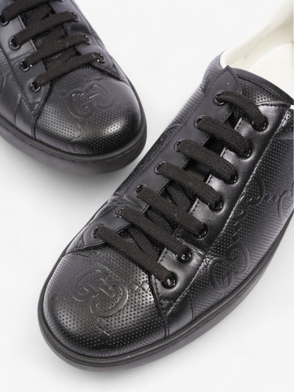 Gucci New Ace Embossed Sneakers Black Embossed Leather EU 42.5 UK 8.5