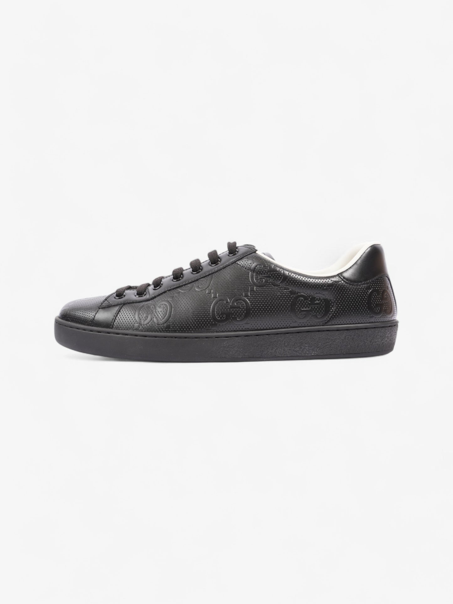 Gucci New Ace Embossed Sneakers Black Embossed Leather EU 42.5 UK 8.5