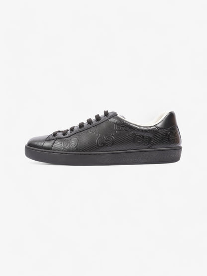 Gucci New Ace Embossed Sneakers Black Embossed Leather EU 42.5 UK 8.5
