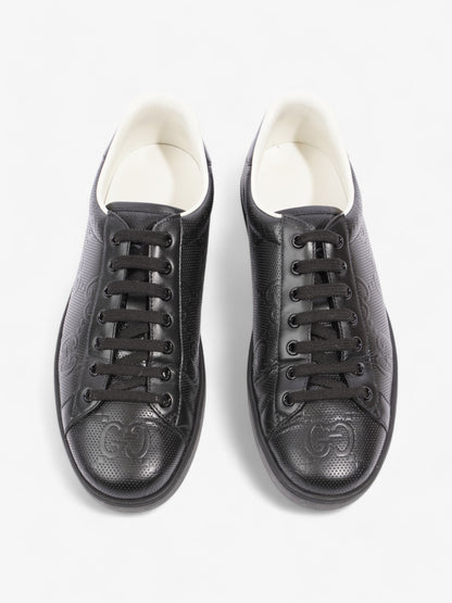 Gucci New Ace Embossed Sneakers Black Embossed Leather EU 42.5 UK 8.5