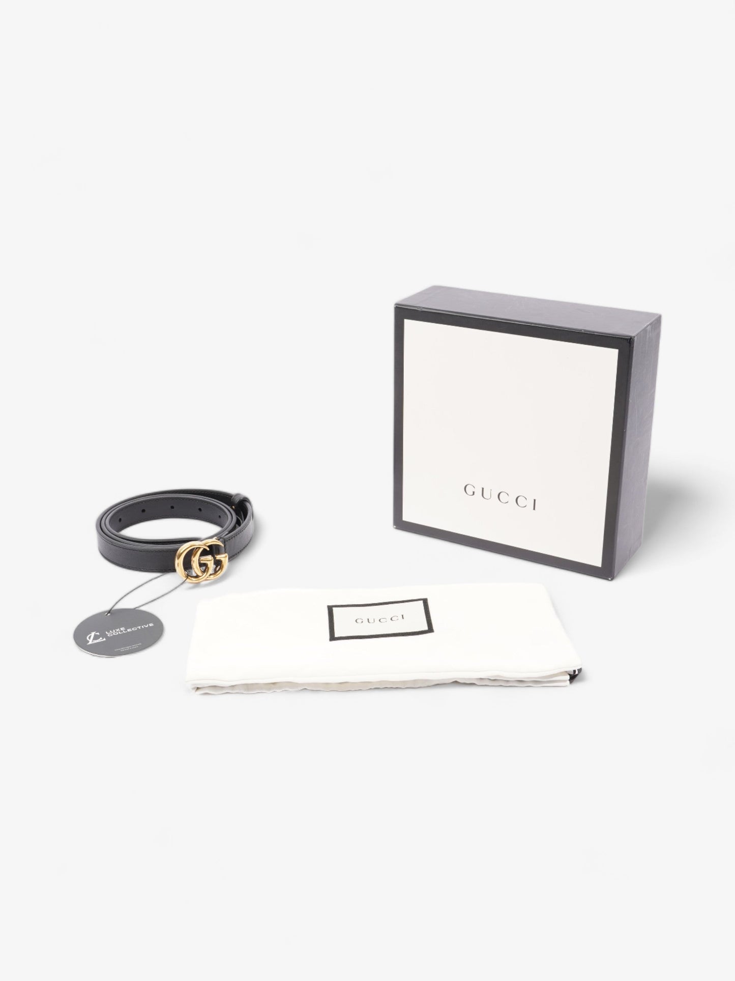 Gucci GG Marmont Thin Belt Black Leather 85cm 34"