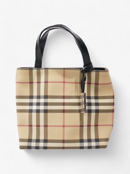 Burberry London Tote Nova Check / Black Canvas Mini