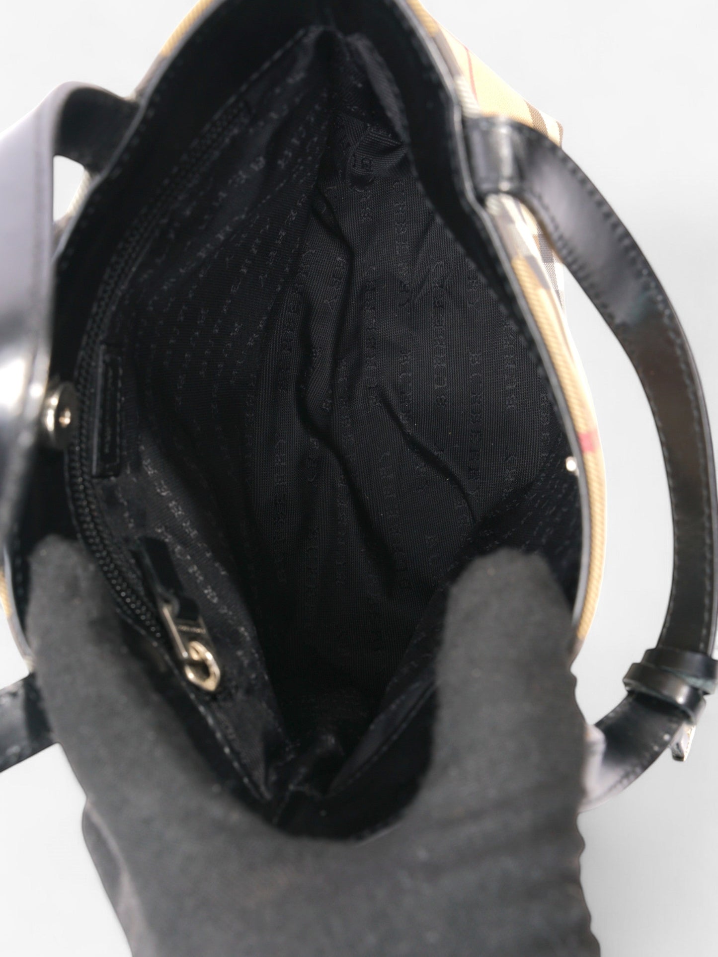 Burberry London Tote Nova Check / Black Canvas Mini