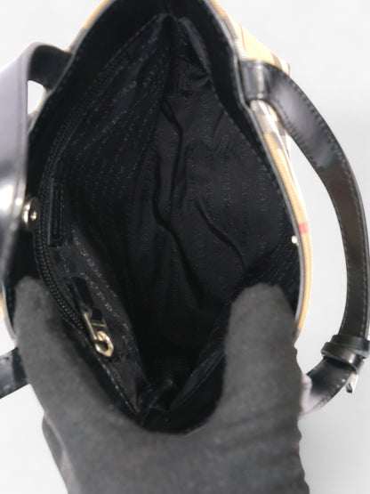 Burberry London Tote Nova Check / Black Canvas Mini